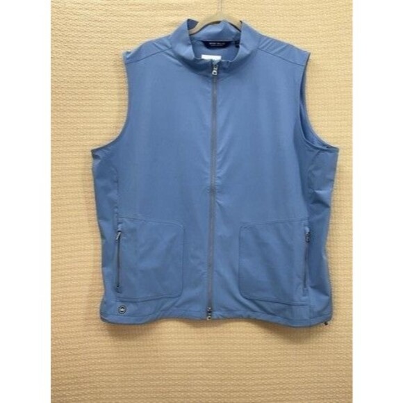 NWOT Peter Millar Crown Crafted Contour Blue Full Zip Vest Men Size 2XL Logo